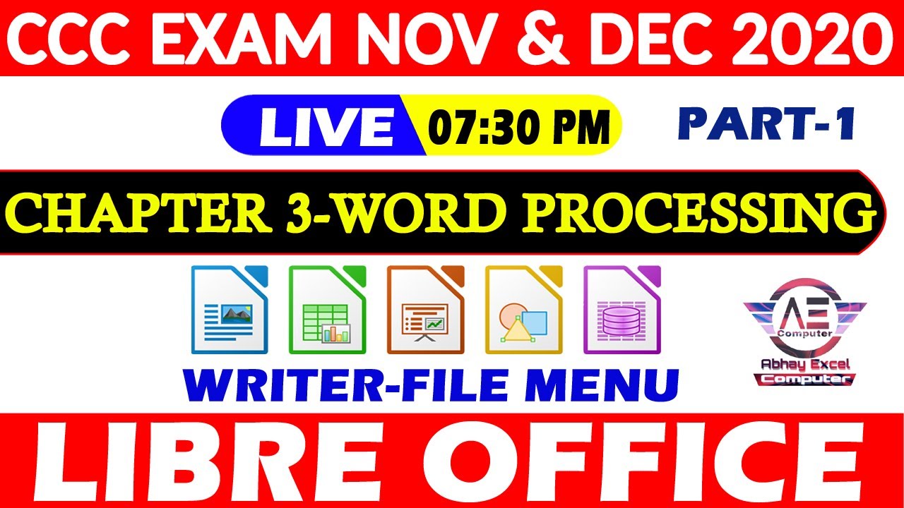 Part17- Word Processing -Libre Office Writer | CCC Exam Preparation|CCC EXAM November 2020 |Writer FILE MENU