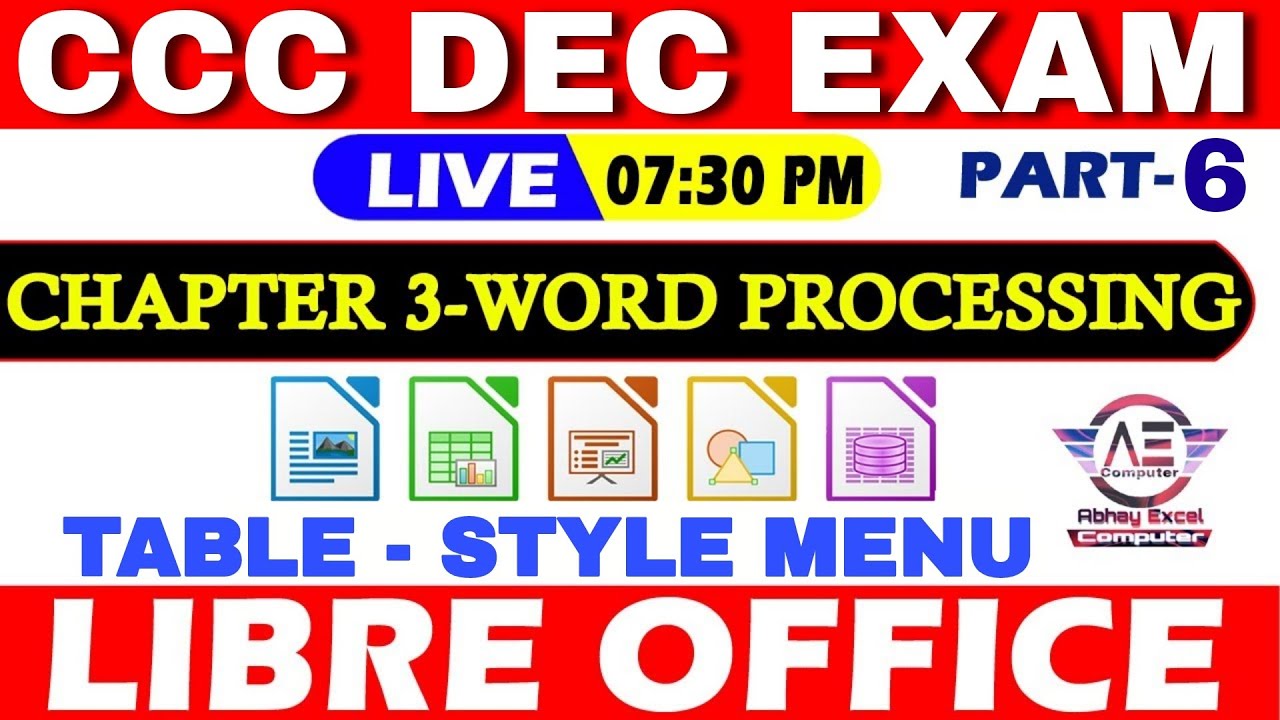Part22- Table-Style Menu in Libre office Writer|CCC Exam Preparation|CCC Complete Syllabus in hindi